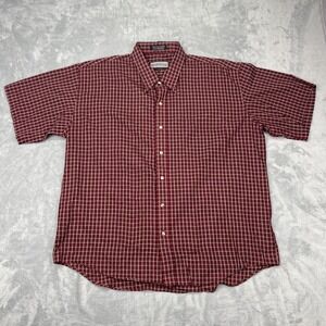 Members Only Shirt Mens XL Red Regular Fit Short Sleeve Collared Button Down